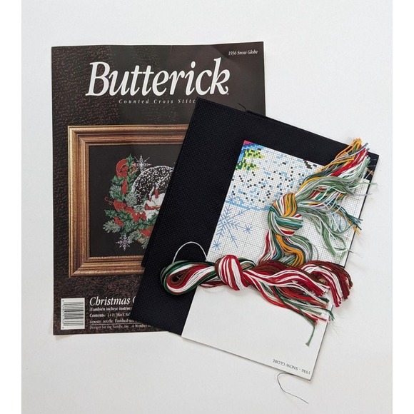 Butterick Counted Cross Stitch Kit Christmas Classics Snow Globe No. 1936 11x14" - Picture 3 of 4